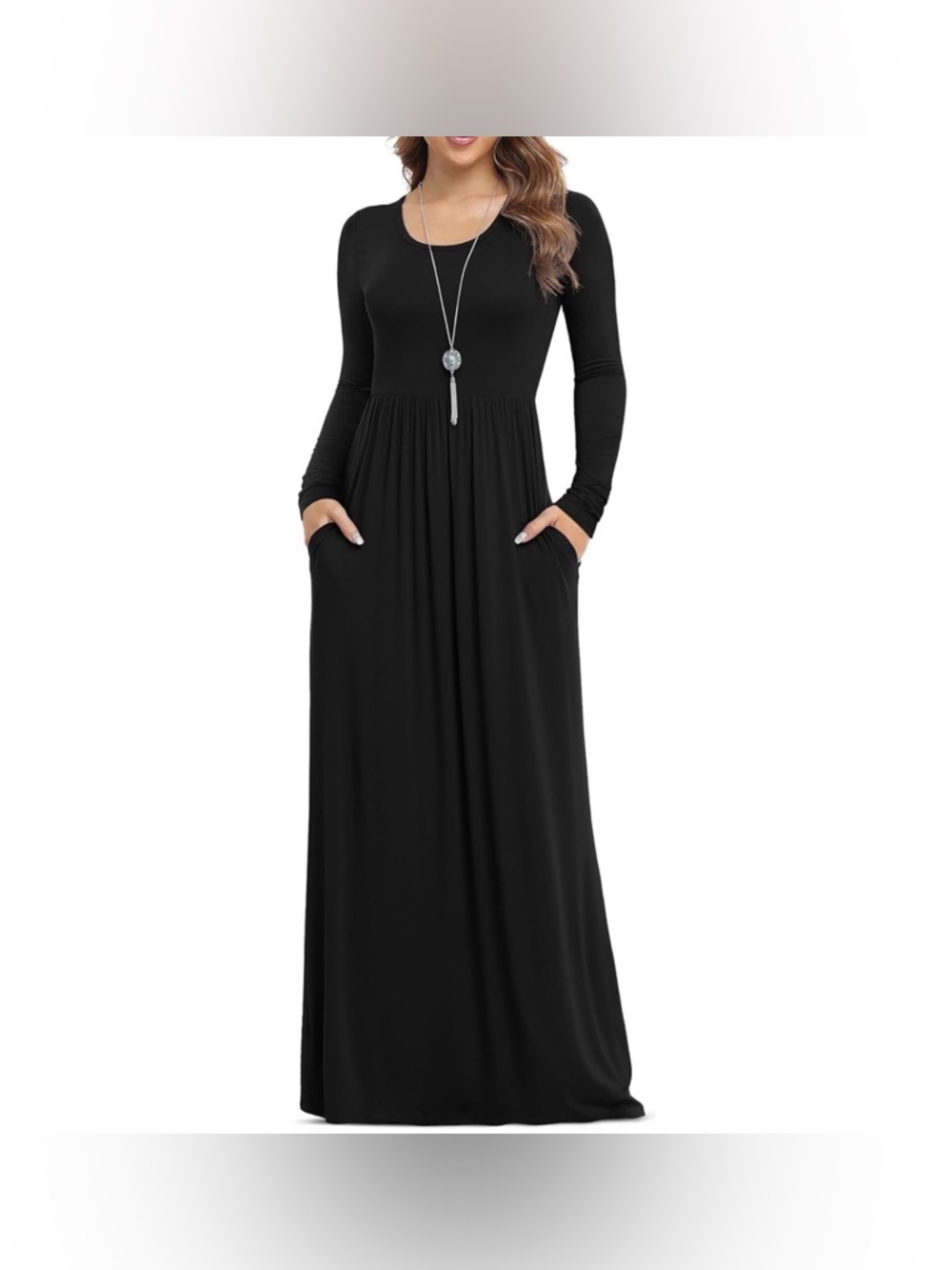 NWT VIISHOW Black Long Sleeve Pocket Maxi Dress in Size Medium